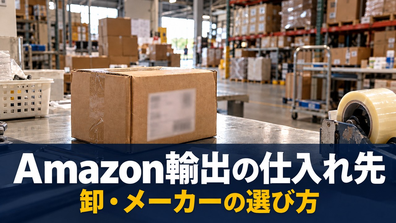 Amazon輸出の仕入れ先を探す。卸やメーカー、輸出書類を確認するイメージ。
